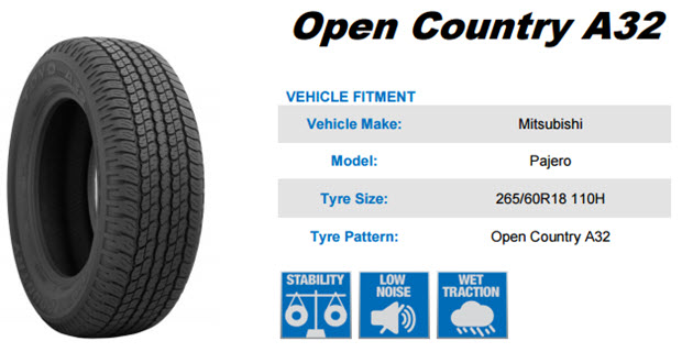 TOYO OPEN COUNTRY A32 265/60R18 110H Tyres | Tyresales